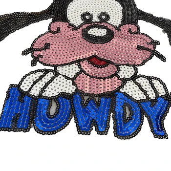 Jaunas Ielidošanas Karikatūra Sequined HOWDY Suns PIEŠŪT ielāpus bērnu audums DIY
