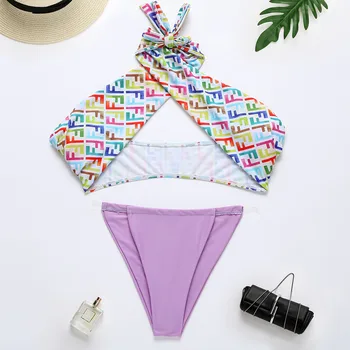 Sexy Augsta Kakla Crisscross Peldkostīmu Pavada Peldkostīmi Sieviešu High Cut Bikini Komplekts Ir 2021. Vasaras Peldkostīms Beachwear
