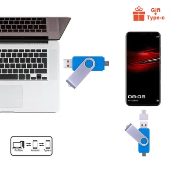 OTG 3 In 1 USB Flash Drive 64GB, 32GB 16GB 8GB 4 GB Dubultā Spraudni, USB 2.0 Flash Drive Smart Tālrunis, U Diska(vairāk nekā 10pcs Bezmaksas Logo)