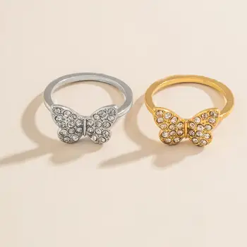 Salircon Tauriņš Spīd Rhinestone Ring Crystal Kāzu Gredzeni Sievietēm Princese Luksusa Rotaslietas Modes Dāvanas Anillos 2020