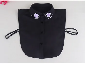 Korejas Džemperi rotā apkakles savvaļas fāzēm tauriņš jaunu Modes Dekoratīvās Maiga purpura ziedi sieviešu viltus kreklu Apkakles
