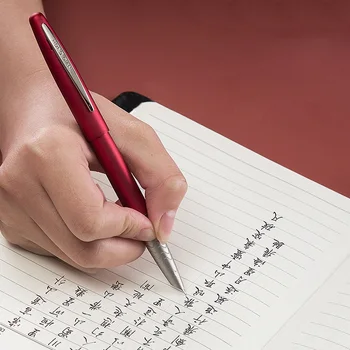 HongDian 617 Strūklakas Pildspalvas tintes Full Metal Klips, Pildspalvas Nerūsējošā Tērauda Sarkans Melns Classic Strūklaka-Pen EF Nib Skolas Adrese Dāvanu Kastē
