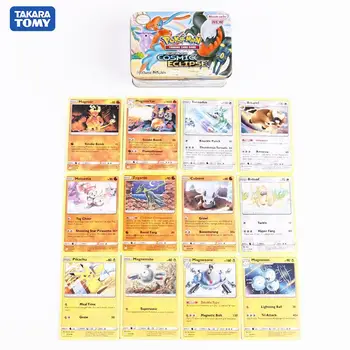 TAKARA TOMY 42Pcs/lodziņā Pokemon TCG: Sun & Moon Cosmic Eclipse Metāla Kastē Kolekcionējamus Tirdzniecības Kāršu Komplekts, Rotaļlietas, dāvanas,