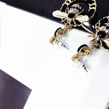Jaunajām korejas zīmola dizainere luksusa rotaslietas flash auskari ģeometriskā kokvilnas bišu pērle ilgi auskari dāmas