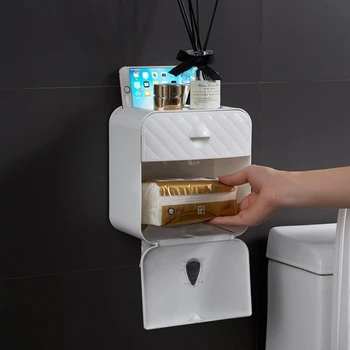 Daudzfunkcionāls tualetes papīra turētājs ūdensizturīgs sienas uzstādīts tualetes papīra kastē tualetes papīra turētājs, tualetes papīra uzglabāšanas kastes