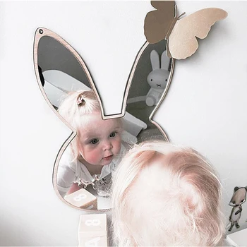 Karikatūra Bunny Sienas Spogulis Mājas Dekors Mēbeļu Rotājumi Akrila Spoguļi Mājas Sienas Bērniem Bērniem Bērnu Guļamistaba Dekorēšana
