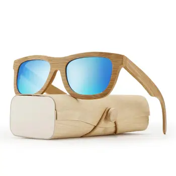 Roku darbs Bambusa koka rāmja saulesbrilles par sievietēm, vīriešiem Polarizētās vintage saules brilles Beach Anti-UV brilles zonnebril