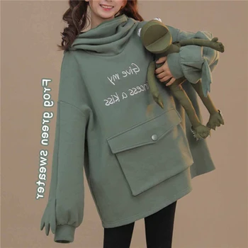 Gudrs Hoodies Pusaudžu Meitenes 3D Varde Dizaina Džemperis Puloveri Ziemas Siltas Drēbes ar garām Piedurknēm ar Kapuci sporta Krekls ar Kabatas A30