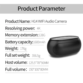 H14 HD Mini Wifi Kamera Ar Nakts redzamību, Bezvadu Bluetooth IS Portatīvo Āra Skaļruņu sakaru Līnijai Signalizāciju, Video Videokameras