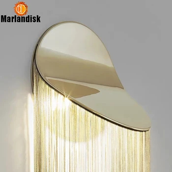 Komplektā Ar E14 LED Spuldze Luksusa Alumīnija Ķēdes Sienas Lampas LED Golden Sienas Sconce Armatūra viesistaba, Guļamistaba Kāpnēm(DA-25)