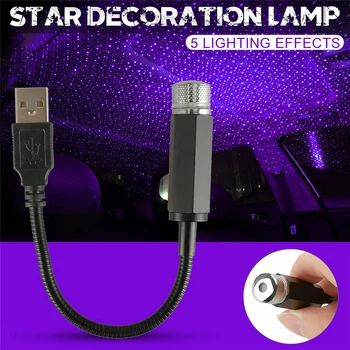 1W-5V, USB Automašīnas salona LED Gaismas Jumta Istaba Atmosfēru Zvaigžņotām Debesīm Lampas Zila, Violeta Projektoru, Dekoratīvās Lampas