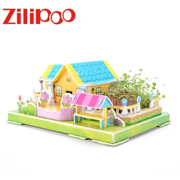 Zilipoo 3D puzle Izglītības Rotaļlietas Bērniem DIY Roku darbs Stādīšanas Puzzle Vecākiem un Bērniem Arhitektūras Modeli, Rotaļlietas