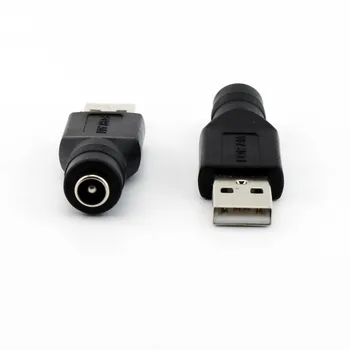 10x USB 2.0 A Līdz 5.5 mm x 2.1 mm Sieviešu Ligzda DC Strāvas Pārveidotājs, Lādētājs Adapteris Savienotājs Taisni Melns