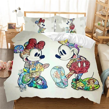 Mickey Mouse Gultas Piederumi Uzstādīt Vienu Dvīņu Queen, King Size Gulta Kopa Zēns Bērniem Bērnu Sega Sedz, Spilvendrānas Mierinātājs, Gultas Komplekti