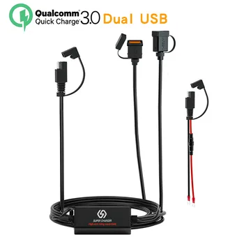 Motociklu USB Fast Charger SAE USB Adapteris Ātri Atvienot Kontaktdakšu Ūdensizturīgs 36W QC3.0 Ātri Uzlādēt 3.0 iebūvēto Smart Čipa