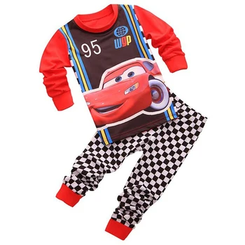 Ir 2021. Jaunas Bērnu Pidžamas Komplekti Bērnu, Meiteņu un Zēnu Pidžamas, Kokvilnas Drēbes 95 Auto Karikatūra ar garām piedurknēm T-krekls+Bikses pyjama