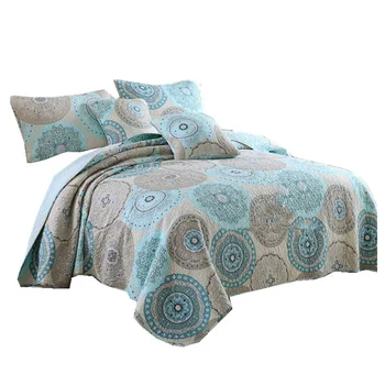 Eiropas Stila Tīras Kokvilnas Stepēts Trīs-gabalu Bed Cover Set divguļamā Gulta Segtu Biezas Segas Tatami Lapa gultas Pārklājs