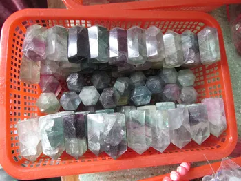 10 Jauku Dabas Krāsains caurspīdīgs gluda fluorite punkti dziedināšanu no Ķīnas Vairumtirdzniecības Bezmaksas Piegāde