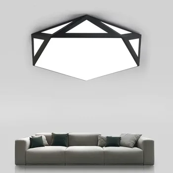 Mūsdienu LED griestu lampas kaltas dzelzs dobi melna balta lampa dzīvojamā istaba guļamistaba studiju lustra
