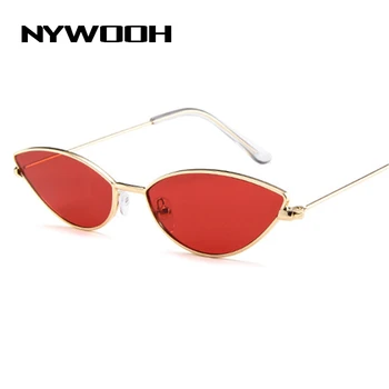 NYWOOH Vintage Cat Eye Saulesbrilles par Sievietēm, Retro Mazo Saules Brilles Toņos Trīsstūris Brilles UV400