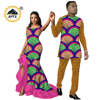 Āfrikas Apģērbu Pāri Āfrikas Kleitas, Sieviešu un Vīriešu Uzvalki, Saskaņojot Pāris Apģērba Āfrikas Ankara Print Drēbes S20C009