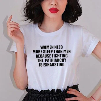 Vasaras Harajuku Feministu Kokvilnas Sieviešu T Krekls Sievietēm Vajag Atpūsties Kā Vīriešiem, Jo Cīnās Patriarhāts Ir Nogurdinošs