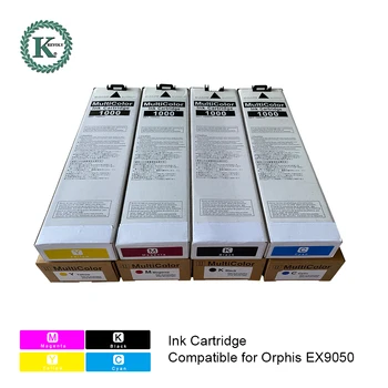 SADERĪGS tintes kasetnes Riso-EX9050for Tintes Printeri Riso comcolor EX9050 1000ml K, C, M, Y krāsu Komplekts