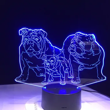 Mopsis Suns Ģimenes 3D Led Gaismas Galda Lampas Jaunums 7 Krāsu Maiņa Usb Nakts Apgaismojums, Mājas Dekors Gultas Dzīvnieku Radošo Bērniem Dāvanu