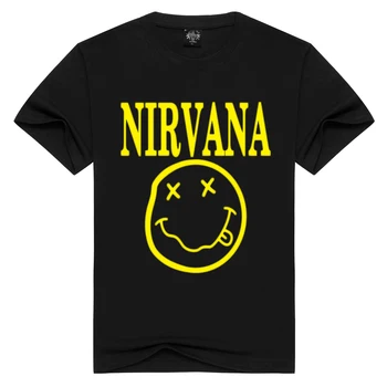 Vasara ir jaunu, smaidošu seju modes rock T-krekls vīriešiem un sievietēm Nirvana gadījuma Hip Hop T-krekls