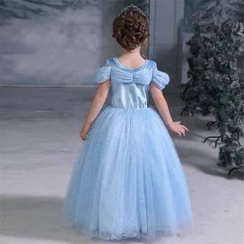 Bērnu Meitene Elza Princese Kleita Kristāla Taureņu Sietu Ilgi Meitene Vestido Vintage Puse Halloween Karnevāla Kleita Cosume Drēbes