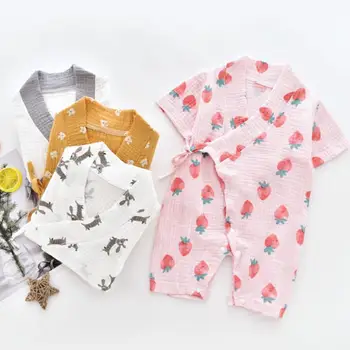 Bērnu, Meiteņu Un Zēnu Drēbes Mazulis Kimono Kombinezonus Japāņu Mīksts Kokvilnas Marle Sleepwear Kāzu Jaundzimušajiem Nakts Jumpsuits Y685