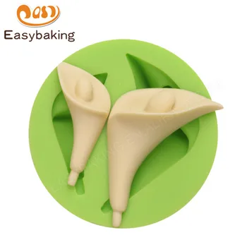 3D Liliju Ziedi Gumpaste Pelējuma Pomādes Silikona Mākslas Veidnes Sugarcraft Kūka Dekorēšanas Maizes Cepšanas Piederumi Virtuves