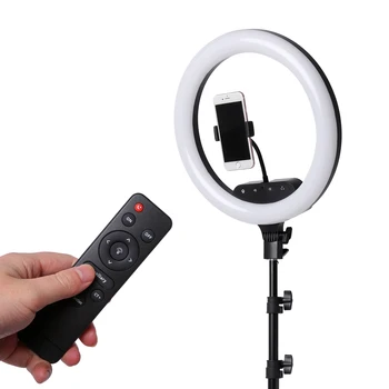 Fotogrāfija LED Selfie Gredzenu Gaismas Tālvadības 14inch 36 cm Aptumšojami Kamera Tālruņa zvana Lampa Ar Statīvu Grims Video Live
