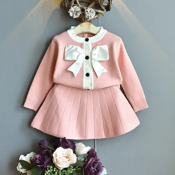 Gooporson Silts Apģērbs Bērniem, Apģērbs Meitenēm Modes tauriņu Adīta Jaka Džemperis Top&svārki Cute Maz Bērnu Apģērbu Komplekts