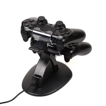 Jaunas Dual USB Uzlādes Doks PlayStation 4 Pro Slim Kontrolieris Rīkoties ar Šūpuļa Dubultā USB Lādētājs Ar Led Gaismu PS4 Gamepad