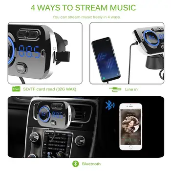 Automašīnas FM Raidītājs Komplektā Brīvroku Bluetooth Bezvadu 5.0 LCD MP3 Atskaņotājs ar USB Ātrās Uzlādes 3.0 Auto Piederumi Auto FM Modulators