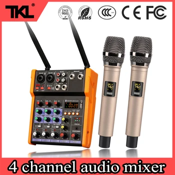 TKL R2 Skaņas Miksēšanas pults 4 Kanālu Bluetooth, USB Ieraksts Spēkā Audio Pults ar iebūvētu Bezvadu Mikrofonu 48V phantom power