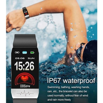 Smart aproce ūdensizturīgs Ķermeņa Temperatūra EKG Fitnesa Tracker Band Sirds ritma Monitors Zvanu Atgādinājumu Sporta Pulkstenis BF-T1 Smartband