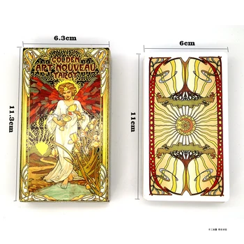 Zelta Jūgendstila Tarot Klāja 78 Kārtis ar Rokasgrāmata Kartes Mistisks Zīlēšana Grāmatu Komplekti Iesācējiem Classic Art Nouveau Stilā