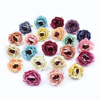 50/100 Gabalu mini Zīda rožu ziedu sienas 
