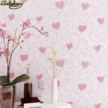 Beibehang pašlīmējošas tapetes rozā karikatūra silts, romantisks, zēns, meitene, guļamistabas, bērnu istabas sienas fona papīra uzlīmes