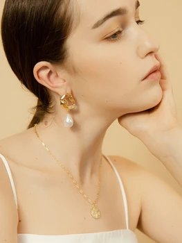 Kshmir nelegālo metāla karājas Baroka abnormity pērle korejas sieviešu auskari Lavas pērles Augstas pērļu imitācijas sieviešu auskari