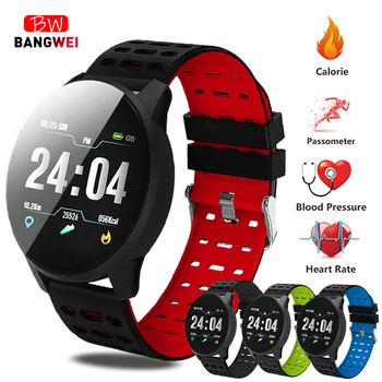 2019 BANGWEI Jaunu Smart Veselības Skatīties asinsspiediens, Sirdsdarbības Sporta Režīms Smart Skatīties Vīriešu, Sieviešu Fitness Watch Pulkstenis Ūdensizturīgs