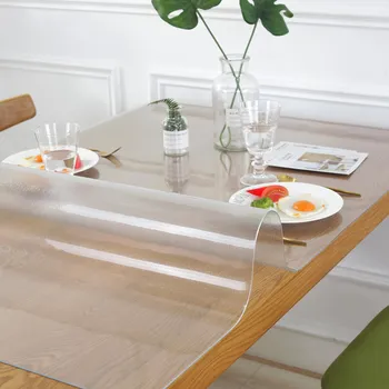 PVC Tableclotare Galda auduma Oilproof Plastmasas Galdautu Caurspīdīgs Galda Segums Mīksto Stikla Virtuves Auduma 1.0 mm