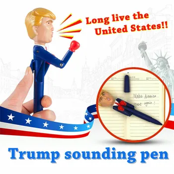 Radošā Donald Runā ar Pildspalvu, Miniatūras Dažādi Teicieni Trumpis ir Īsta Balss Vienkārši Noklikšķiniet Tu esi Atlaists Smieklīgi Rotaļlieta Pildspalvu Jaunas Figūriņas