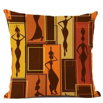Āfrikas Eļļas Glezniecības, Dejas Sievietēm, Dīvāns Art Deco Spilvens, Mājas Guļamistaba Spilvens Segums, Dzīvojamā Istaba Spilvena Segums, 45x45cm Veļa