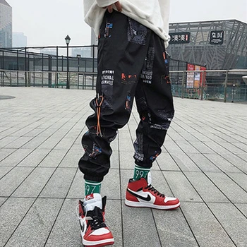 Hip Hop Bikses Vīriešiem Zaudēt Joggers Drukāt Streetwear Modes Harēma Apģērba Potīšu Garuma Biksēm