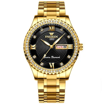 Luksusa vīriešu kvarca pulksteņu markas tērauda kalendārā 30 metru Rolexable ūdensizturīgs vīriešu kvarca skatīties zelta pulksteni relogio masculino
