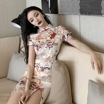 Korejas Seksīga Sieviete, Izšūti Uzlabota Cheongsam Kleita Pavasara/vasaras Renesanses Vintage Gothic Seksīga Meitene Eleganta Sieviete Kleita