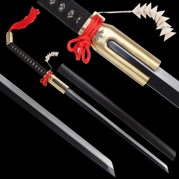 Nekustamā katana swords par tēmu anime cosplay Balinātājs Urahara Kisuke zobenu tērauds, melna lāpstiņu samuraju japāņu bez asām bezmaksas piegāde